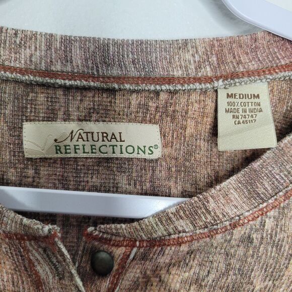 Grunge fairy green brown woodsy Henley long sleeve goblincore top size Medium - Picture 4 of 6